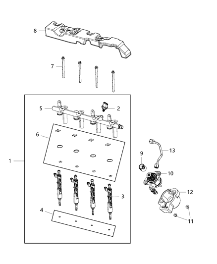2018 Jeep Wrangler All-new Model Fuel Rail & Injectors Diagram 1 - Thumbnail