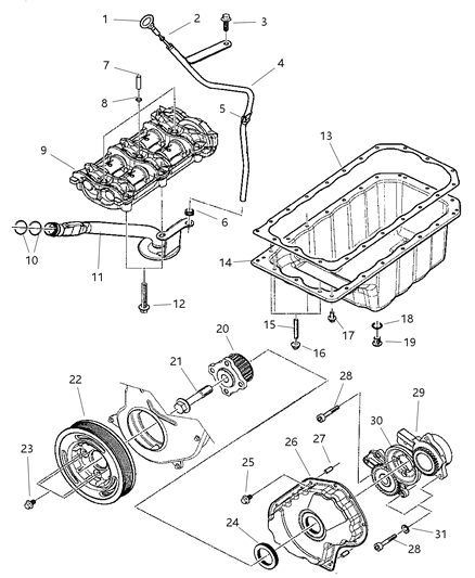 2003 Jeep Liberty Engine Oiling & Balance Shafts Diagram 2 - Thumbnail