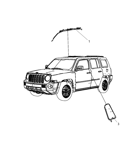 2015 Jeep Compass Inflator Curtain, Passenger Side Diagram for 55351290AP