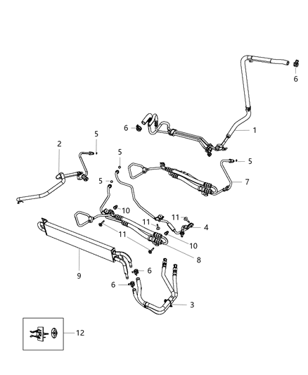2013 Jeep Grand Cherokee Hose Power Steering Return Reservoir To Power Steering Pump Diagram for 5154410AB