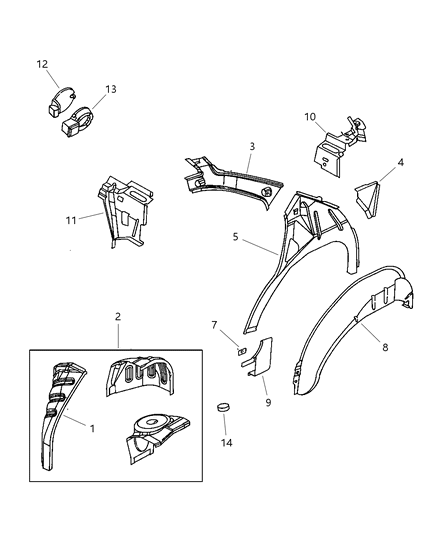1998 Dodge Neon Quarter Panel Diagram 2 - Thumbnail