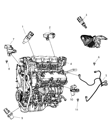 2007 Chrysler Sebring Sensors - Engine Diagram 2 - Thumbnail