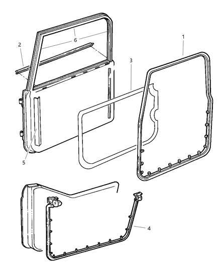 1997 Jeep Wrangler Weatherstrip, Door Belt, Front Passenger Side Diagram for 55176564
