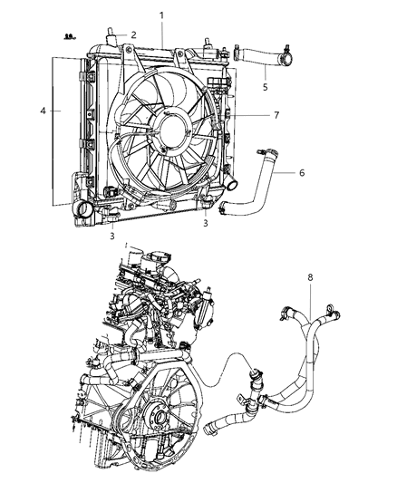 2008 Chrysler PT Cruiser Radiator & Related Parts Diagram 1 - Thumbnail