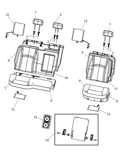 2012 Ram 1500 Crew Cab Rear Seat - 60/40 Diagram 3 - Thumbnail