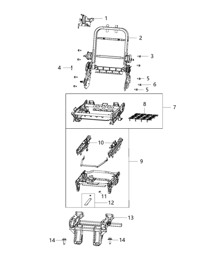 2020 Chrysler Voyager Second Row - Rear Seat Hardware, Bucket Diagram 4 - Thumbnail