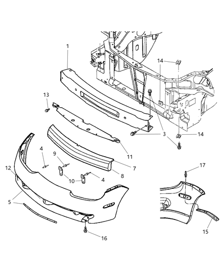 2000 Dodge Neon Screw And Washer Hexagon Head M8X1.25X54 Hinge Attaching Diagram for 6505082AA