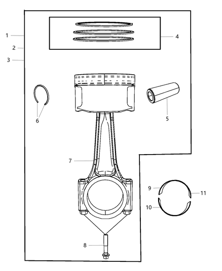 2010 Dodge Journey Pistons , Piston Rings , Connecting Rods & Connecting Rod Bearing Diagram 3 - Thumbnail