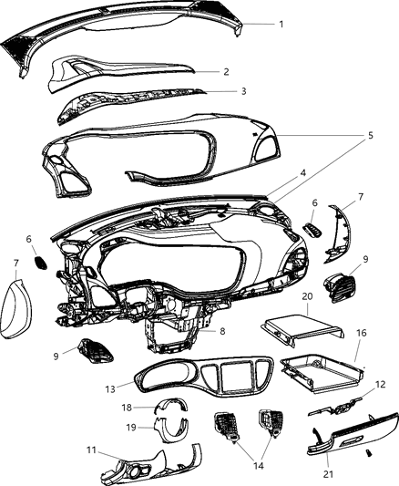 2012 Dodge Dart Shroud Steering Column Upper Diagram for 1TB71LA8AA