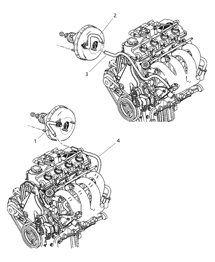 2002 Dodge Neon Hose Brake Booster Vacuum Diagram for 5273111AB