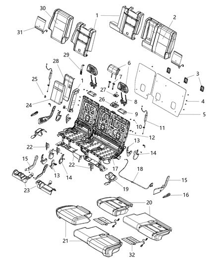2014 Jeep Grand Cherokee Rear Seat - Split Seat Diagram 1 - Thumbnail