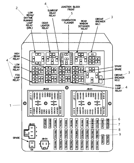 2001 Jeep Grand Cherokee Junction Block Relay Diagram for 5018536AA