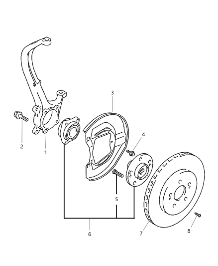 2000 Dodge Avenger Hub Front Wheel Diagram for MR403970