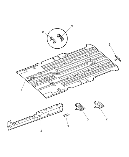 1998 Chrysler Town & Country Pan Package Floor Diagram for 5012645AA
