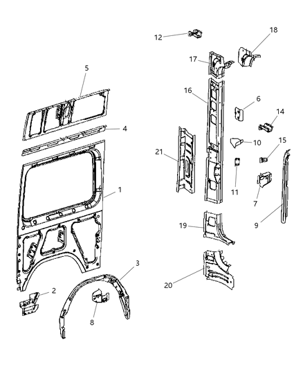 2009 Dodge Sprinter 3500 Front Reinforcement, Passenger Side Diagram for 68008640AA