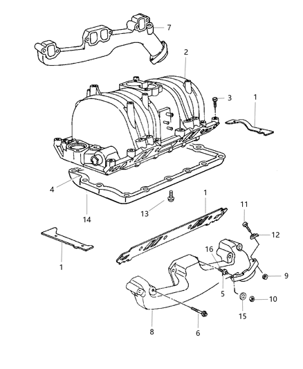 1998 Dodge Ram Van Manifolds - Intake & Exhaust Diagram 3 - Thumbnail