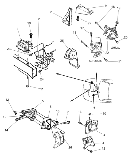 1998 Chrysler Cirrus Front Mount Diagram for 4593338AC