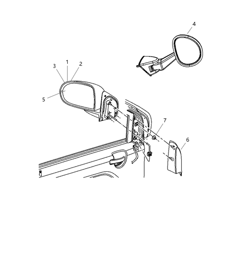 2008 Jeep Compass Mirror Outside Rearview Diagram for 5115040AD
