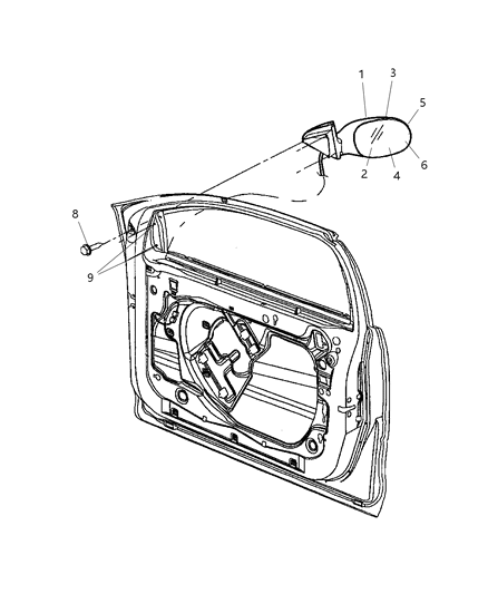 2003 Dodge Intrepid Mirror, Front Driver Side Diagram for 4805953AD