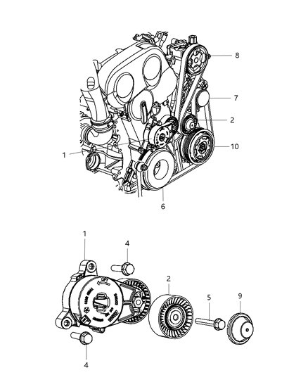 2010 Dodge Journey Pulley & Related Parts Diagram 1 - Thumbnail