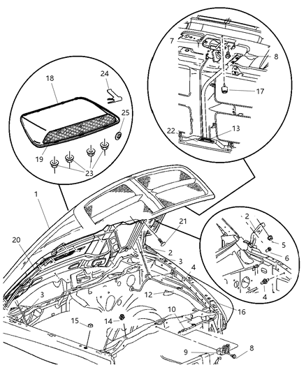 2004 Dodge Ram 1500 Hood Bumper, Inner Diagram for 55276482AB