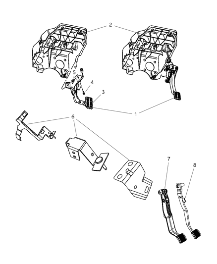 2006 Dodge Ram 3500 Pedal And Bracket Brake Diagram for 55366032AE