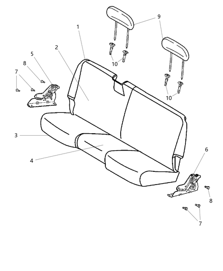 2011 Ram 3500 Cab Chassis Crew Cab Rear Seat - Bench Diagram 1 - Thumbnail