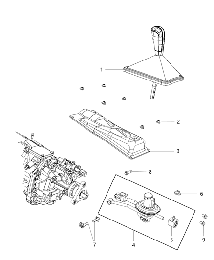 2012 Dodge Challenger Knob Gearshift Diagram for 1XM33XDVAA