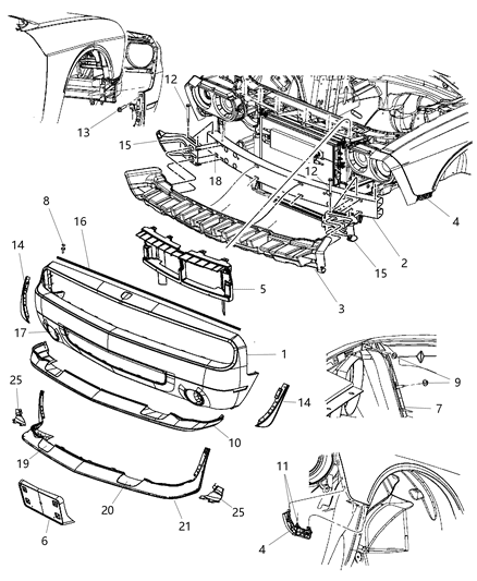 2011 Dodge Challenger Bracket Fascia Support Diagram for 68024343AC