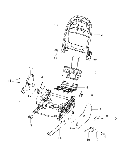 2016 Dodge Dart Frame Front Seat Back Diagram for 68080784AD