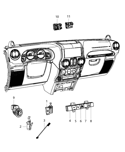2012 Jeep Wrangler Switch Power Window Diagram for 68057596AA