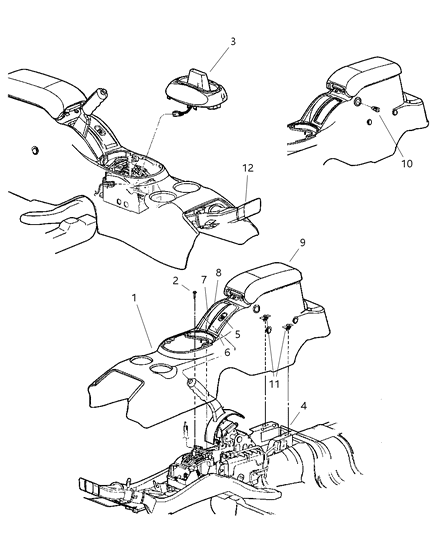 2005 Chrysler Sebring Console Floor Diagram for 1BB021DVAA