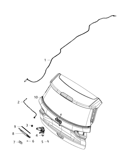 2020 Jeep Compass Wiper Arm, Rear Diagram for 68358389AA