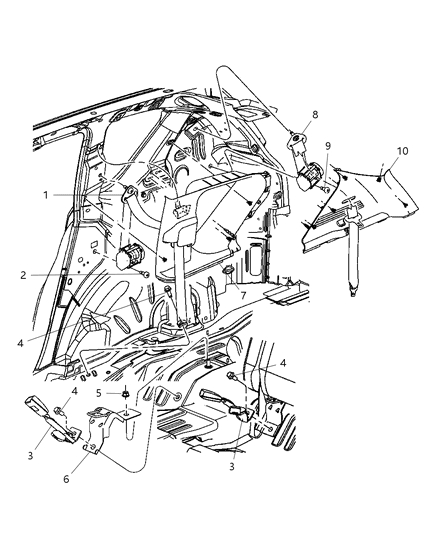 2007 Jeep Compass Buckle, Gray, Rear Inner Driver Side Diagram for 1GD231DVAA