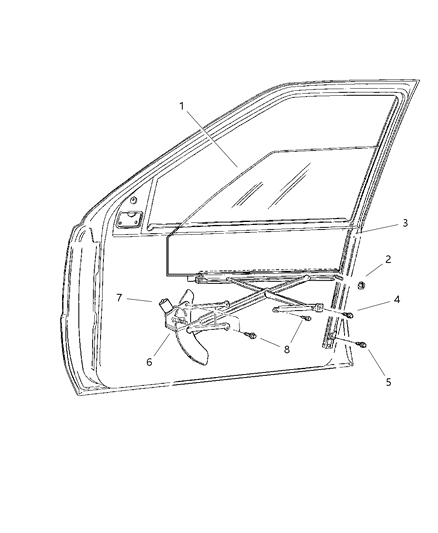 1997 Jeep Grand Cherokee Window Regulator, Front Diagram for 4798379AB