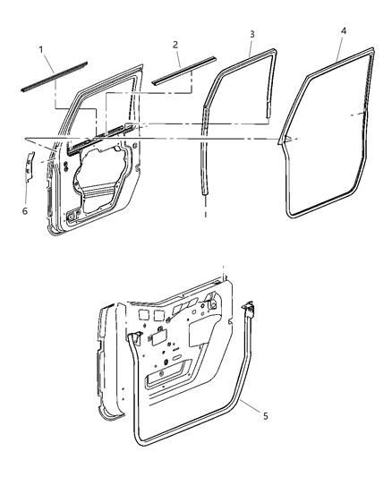 2011 Jeep Wrangler Weatherseal, Door To Body Front Full Door Diagram for 55395275AP