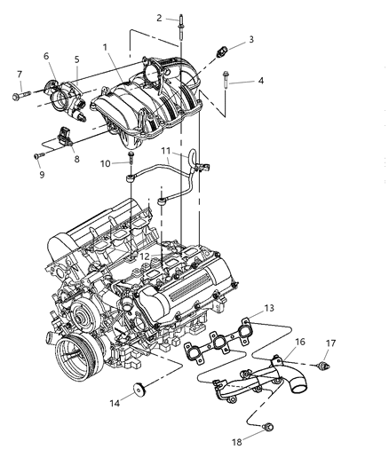 2002 Dodge Ram 1500 Exhaust Manifold, Passenger Side Diagram for 53032062AB