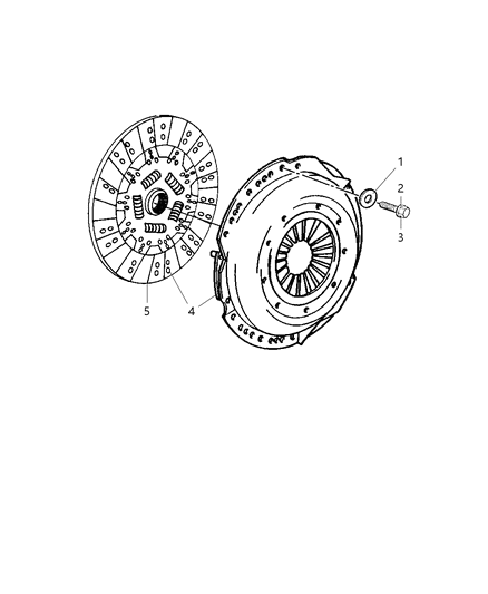 1997 Dodge Ram 2500 Cover, Plate And Disc., 10-3/8" Clutch, 3.9L Engine Diagram for V9900097