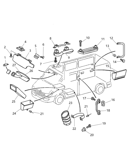 2002 Dodge Sprinter 2500 Mirror Inside Button Diagram for 5104241AA