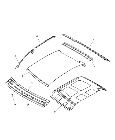 2001 Dodge Ram 2500 Windshield Header, Front Diagram for 55275322