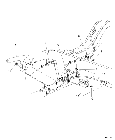 1998 Dodge Stratus Equalizer Parking Brake Cable Diagram for 4764531AA