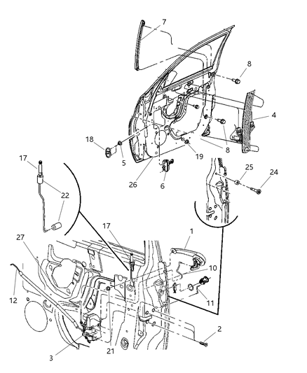2010 Chrysler PT Cruiser Window Regulator, Front Driver Side Diagram for 5067591AE