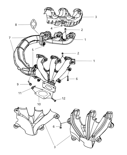 2008 Dodge Grand Caravan Exhaust Manifolds & Heat Shields Diagram 2 - Thumbnail