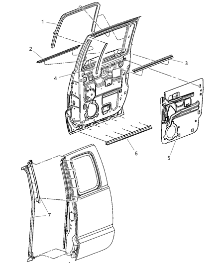 2007 Dodge Dakota Seal Rear Door Diagram for 55359397AF