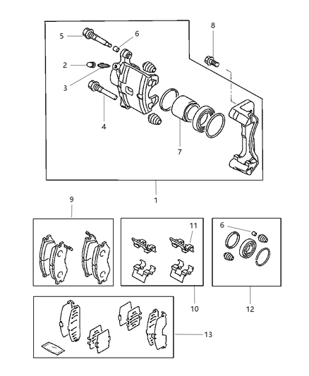 1999 Dodge Avenger Pad Kit Front Disc Brake Diagram for MR389540