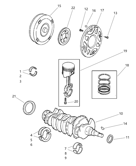 1998 Dodge Neon Crankshaft , Piston , Driveplate Diagram 2 - Thumbnail