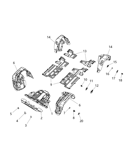 2019 Jeep Renegade Shield Splash Diagram for 68440178AA