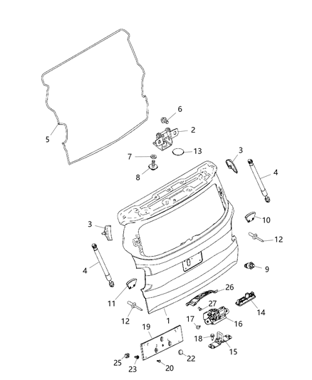 2017 Jeep Renegade Lock Switch, Rear Diagram for 68247423AB
