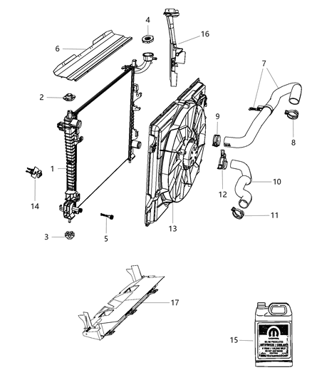 2011 Jeep Grand Cherokee Radiator Engine Cooling, 25 Pc Min Qty Mix & Match Diagram for 55038001AG