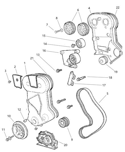 1998 Chrysler Sebring Coupe Timing Belt & Cover Diagram 1 - Thumbnail